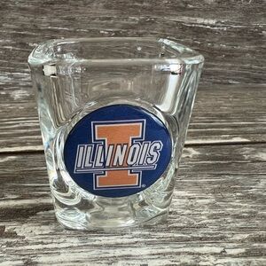 Illinois Logo Shot Glass Collegiate Square Thick Shape 2.5 In Tall‎ Collectible